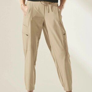 Athleta Women's Go Far Travel Venture Pant in Tan Khaki